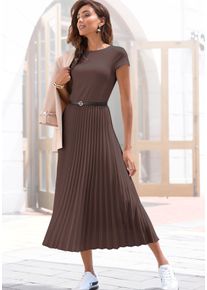 Lascana Damen Midikleid, braun, modisch, Gr. 34, unifarben, Obermaterial: 100% Polyester. Obermaterial 2: 100% Polyester, Kleider, mit