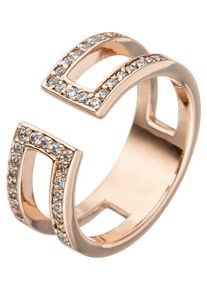 Jobo Damen Fingerring, 50, Silber 925 (Sterlingsilber), rosa, Silber 925 (Sterlingsilber), Fingerringe, 925 Silber roségold vergoldet mit Zirkonia