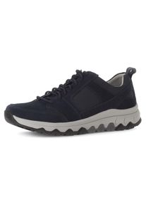 Herren Keilsneaker, Gabor Rollingsoft, Gr. 10, blau, Veloursleder, Mesh, sportlich, Schuhe, Freizeitschuh, Halbschuh, Schnürschuh mit Ziernähten,