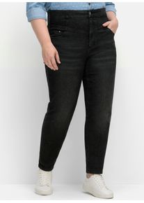sheego Große Größen High-waist-Jeans in schmaler Form, black denim, Größe 56 - Damen