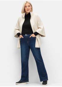 sheego Große Größen Bootcut-Jeans mit High-Waist-Bund, dark blue denim, Größe 42 - Damen