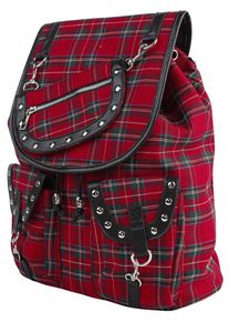 Banned Alternative Red Tartan Backpack Rucksack schwarz rot BG7152