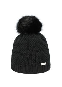 EISGLUT Xenal Rewoolife Bommelmütze Damen - schwarz - Gr. M - Merinowolle/Polyester