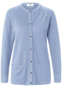Peter Hahn - Strickjacke aus 100%Schurwolle Pure Tasmanian Wool, blau, Gr. 36 / S - Schurwolle