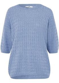 Peter Hahn - Rundhals-Pullover, blau, Gr. 38 / S - Schurwolle