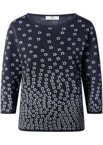 Peter Hahn - Rundhals-Pullover mit 3/4-Arm, blau, Gr. 36 / S - Baumwolle