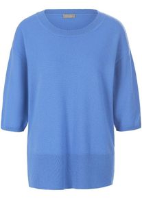 include - Rundhals-Pullover aus Kaschmir und Seide, blau, Gr. 36 / S - Seide