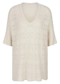 Fluffy Ears - V-Pullover, weiss, Gr. 36 / S - Schurwolle
