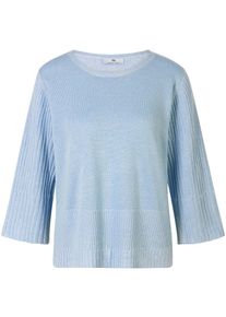 Peter Hahn - Rundhals-Pullover mit 3/4-Arm, blau, Gr. 36 / S - Leinen