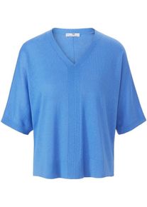 Peter Hahn - V-Pullover im Oversized-Style, blau, Gr. 36 / S - Baumwolle