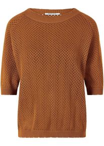 Peter Hahn - Rundhals-Pullover, braun, Gr. 36 / S - Baumwolle