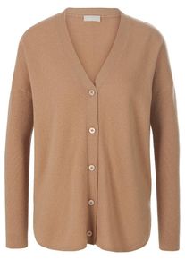 include - Strickjacke aus Schurwolle und Kaschmir, braun, Gr. 36 / S - Schurwolle