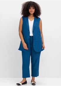 sheego Große Größen Longweste mit Leinen, blaubeere, Größe 40 - Damen