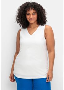 sheego Große Größen Tanktop mit doppellagigem Vorderteil, weiß, Größe 50 - Damen