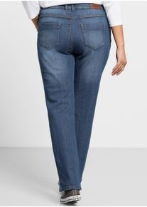 sheego Große Größen Gerade Jeans mit Used-Effekten, blue denim, Größe 116 - Damen