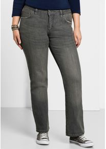 sheego Große Größen Bootcut-Jeans mit Used-Effekten, grey denim, Größe 21 - Damen