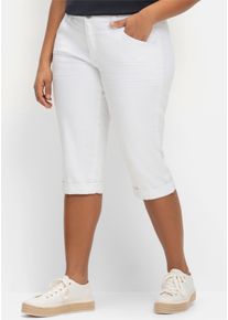 sheego Große Größen Caprijeans mit Used-Effekten, white denim, Größe 52 - Damen