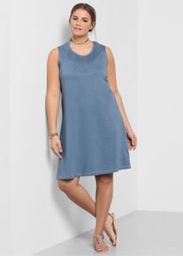 sheego Große Größen Jerseykleid in weiter A-Linie, ärmellos, bleu, Größe 42 - Damen
