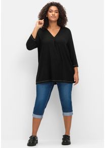 sheego Große Größen 7/8-Jeans in schmaler Form, mit Kontrasttape, blue denim, Größe 58 - Damen
