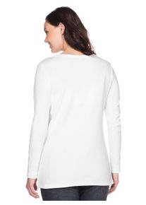 sheego Große Größen Langarmshirt mit Rundhalsausschnitt, Rippqualität, weiß, Größe 56/58 - Damen