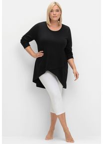 sheego Große Größen Langarmshirt in Wickeloptik, schwarz, Größe 48/50 - Damen