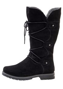 sheego Große Größen Weitschaftstiefel aus Leder mit Schnürung, schwarz, Größe 41 - Damen