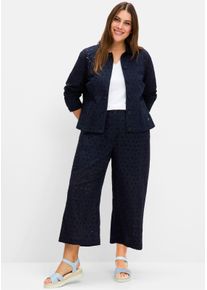 sheego Große Größen Blusenjacke aus Lochspitze, tiefblau, Größe 42 - Damen