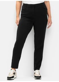 sheego Große Größen Hose mit schmalem Bein, knitterarm, schwarz, Größe 40 - Damen