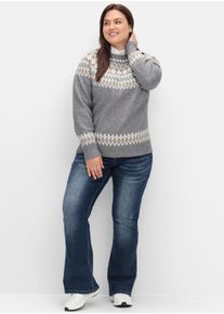 sheego by Joe Browns sheego Große Größen Jacquard-Pullover mit goldfarbenem Glanzgarn, grau meliert, Größe 40/42 - Damen