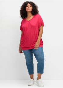 sheego Große Größen T-Shirt mit breitem Bund und Flügelärmeln, sorbet pink, Größe 52/54 - Damen