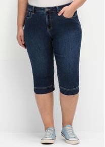 sheego Große Größen Caprijeans mit Push-up-Effekt, ultraflexibel, dark blue denim, Größe 44 - Damen