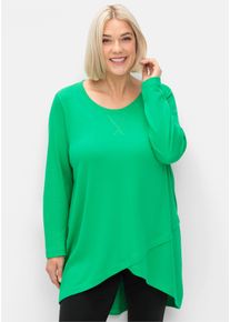 sheego Große Größen Langarmshirt in Wickeloptik, grasgrün, Größe 44/46 - Damen