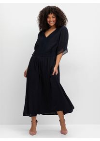 sheego Große Größen Maxikleid mit Häkelspitze, tiefblau, Größe 46 - Damen