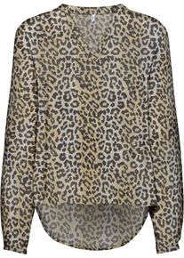 Only Damen Blusenshirt "ONLNOVA LIFE VIS L/S JOSIE TOP AOP"timber wolf aop:631 wildlife, modisch, Gr. S, bedruckt, Obermaterial: 100% Viskose, Shirts