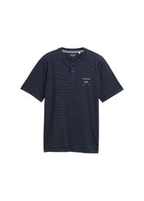 Tom Tailor Herren Henleyshirtnavy multicolor nep, casual, Gr. M, meliert, Jersey, Obermaterial: 83% Baumwolle, 17% Polyester, Shirts, mit Logo-Label