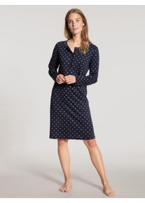 Calida Damen Nachthemd, Gr. XL, blau, Obermaterial: 100% Baumwolle, gemustert, casual, Kleider, mit langem Arm