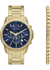 Armani Exchange Herren Chronograph, gold, Armbanduhren, Armbanduhr, Herrenuhr, Edelstahlarmband, Geschenk