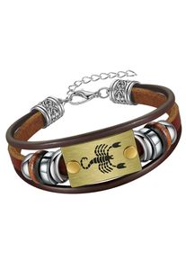 Firetti Armband "Schmuck Geschenk Armschmuck Armkette Edelstein Sternzeichen", Skorpion, Edelstahl-Messing-Leder, bunt, Edelstahl, Messing, Leder,