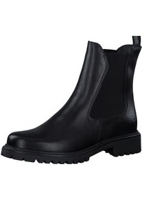 Tamaris Damen Chelseaboots, Gr. 36, schwarz, Leder, Elastischer Einsatz, unifarben, klassisch, Schuhe, Blockabsatz, Schlupfboots mit beidseitigen