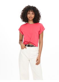 Only Damen Kurzarmshirt "ONLREIGN S/S KNOT TOP NN", pink, casual, Gr. XL, unifarben, Single Jersey, Obermaterial: 95% Baumwolle, 5% Elasthan, Shirts