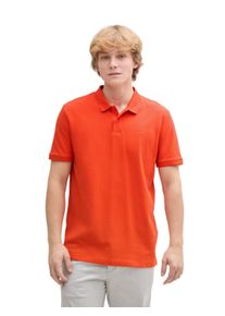 Herren Poloshirtdeep fiery orange, casual, Gr. M, Tom Tailor Denim, unifarben, Piquu00e9, Obermaterial: 100% Baumwolle, Shirts
