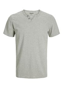 Jack & Jones JACK & JONES Herren T-Shirt "JJESPLIT NECK STRIPE TEE SS NOOS", rot, modisch, Gr. XXL, gestreift, Jersey, Obermaterial: 100% Baumwolle, Shirts, mit