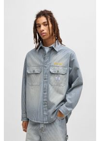 HUGO BLUE Herren Langarmhemd "Ebolt", blau, casual, Gr. XXL, unifarben, Web, Obermaterial: 100% Baumwolle, Hemden, mit HUGO Badge, Overshirt Skater