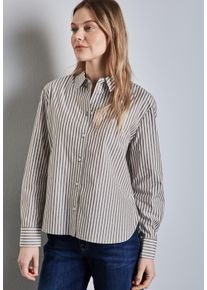 Street One Damen Langarmbluse, braun, casual, Gr. 44, gestreift, Web, 100% Baumwolle, Blusen, aus reiner Baumwolle