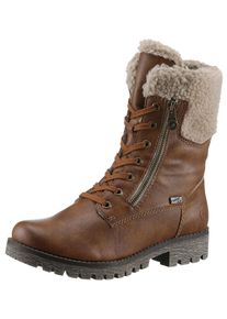 Rieker Damen Winterstiefelette, Gr. 42, braun, Lederimitat, Textil, klassisch, Schuhe, Schnürboots, Blockabsatz - 150 Jahre Rieker Jubiläumsartikel