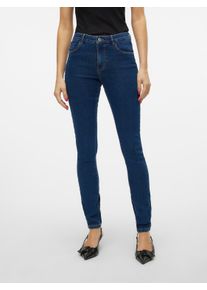 Véro Moda VERO MODA Damen Skinny-fit-Jeans "VMELLY MR SKINNY JEANS BLUE NOOS", blau, modisch, Gr. XS, Denim/Jeans, Obermaterial: 70% Baumwolle, 29% Polyester,