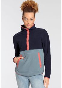 Polarino Damen Fleecepullover, blau, sportlich, Gr. 36, Fleece, Obermaterial: 100% Polyester, Sweatshirts, mit Colourblocking-Optik, mit