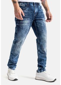 Cipo & Baxx CIPO & BAXX Herren Regular-fit-Jeans, blau, modisch, Gr. 33, Abriebeffekte, Denim/Jeans, Obermaterial: 100% Baumwolle, Jeans