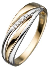 Jobo Damen Diamantring, 52, SI = kleine Einschlüsse, Gelbgold 585-Weißgold 585-Diamanten, gelb, Gelbgold 585, Weißgold 585, Diamanten, Fingerringe,