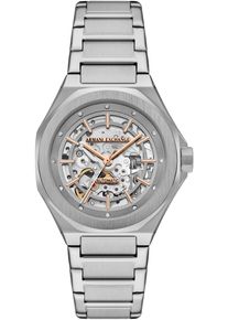 Armani Exchange Damen Automatikuhredelstahlfarben, Armbanduhren, Armbanduhr, Damenuhr, Mechanische Uhr, Edelstahlarmband, analog